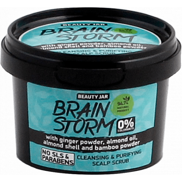 Beauty Jar BRAINSTORM - Valomasis galvos odos šveitiklis 100 g